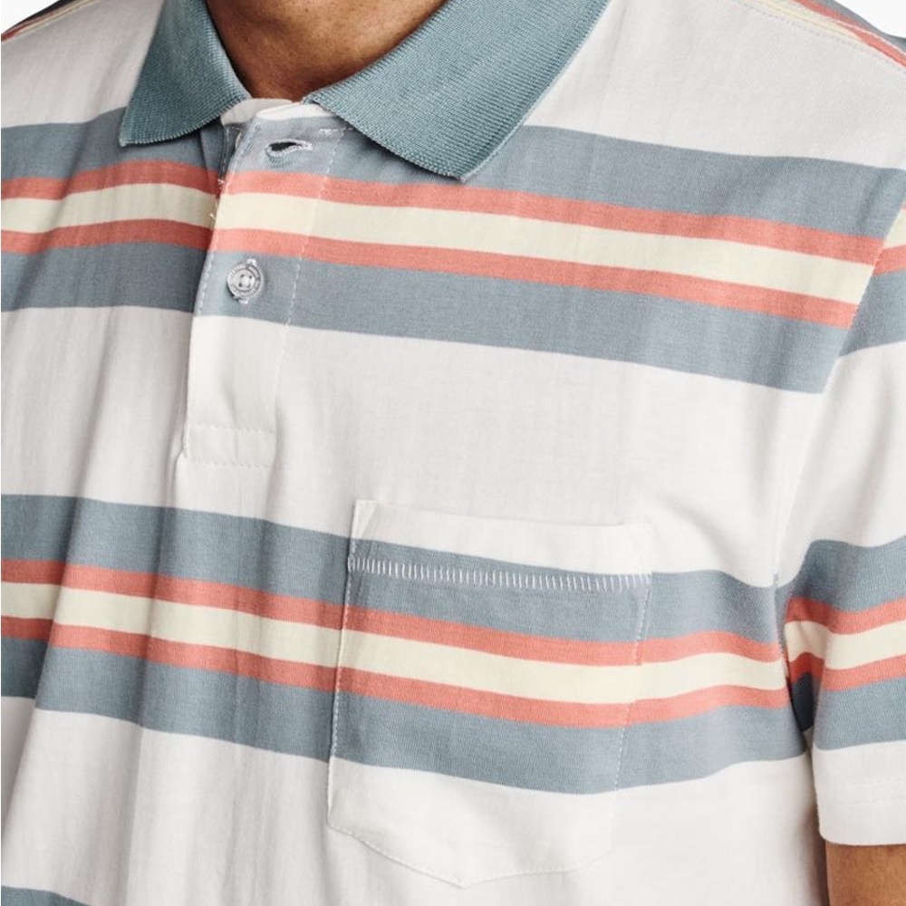 Roark Men's One Eyed Jack Striped Cotton Knit Polo Shirt SIZE Medium - Picture 5 of 9